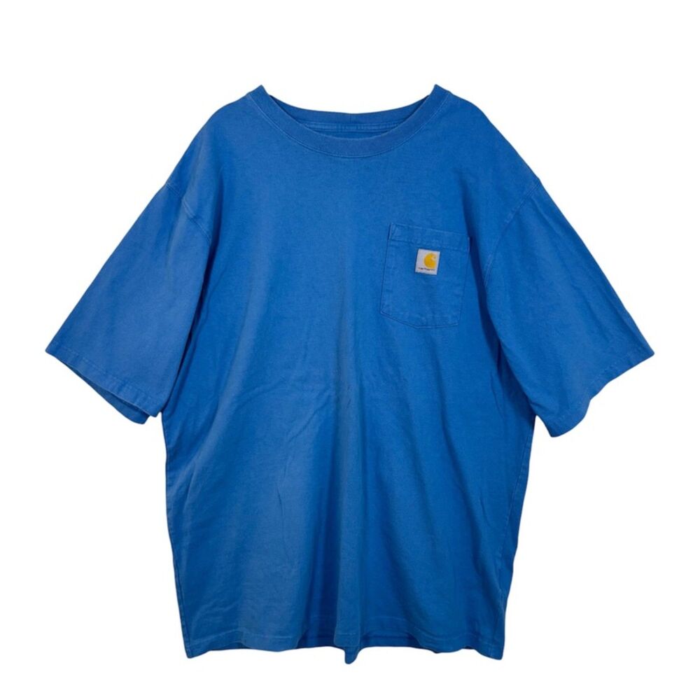Carhartt K87 Workwear Pocket T-Shirt XL Tall Loose Fit Blue 100% Cotton